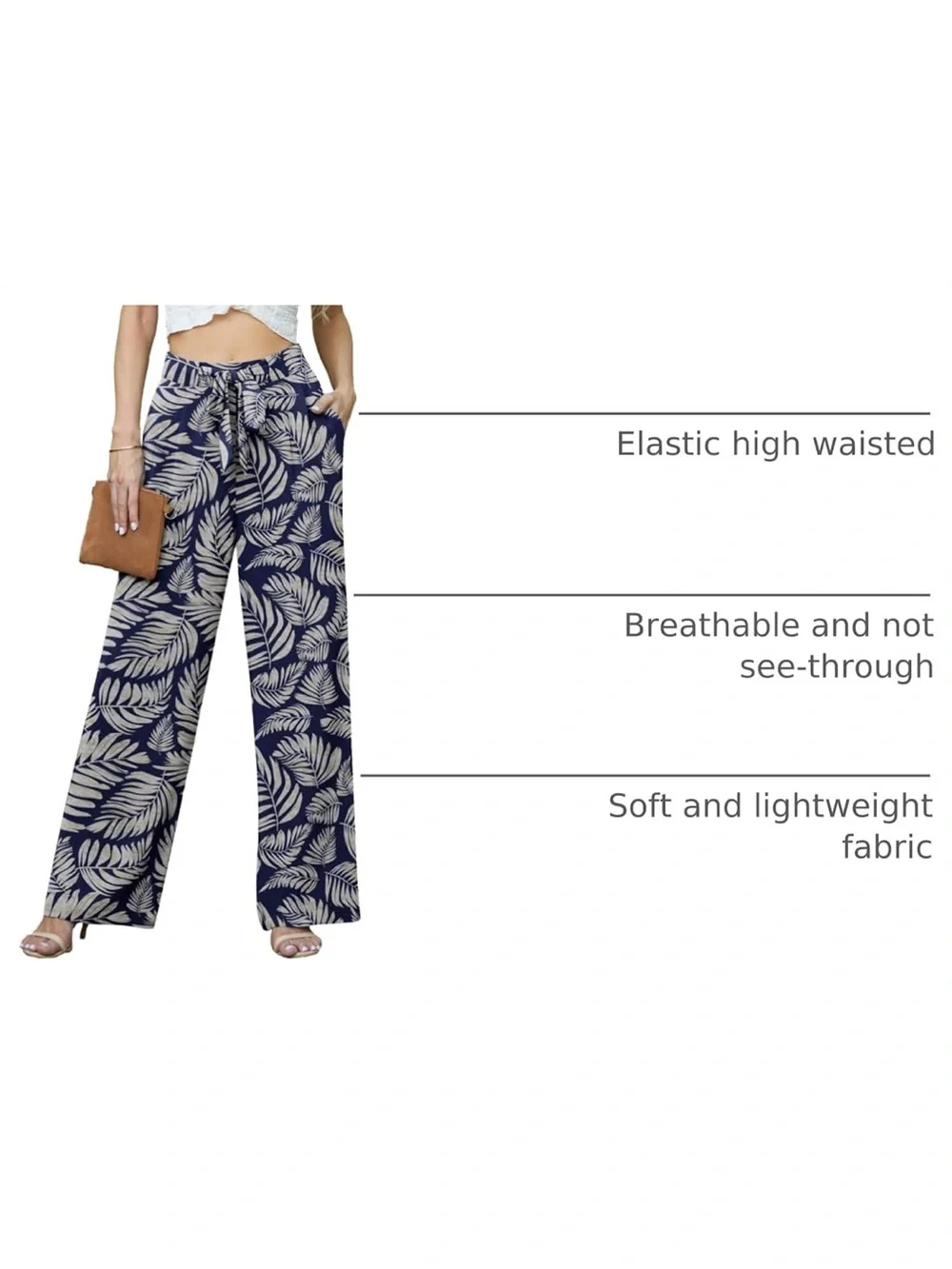 Tropical Print Wide-Leg Pants